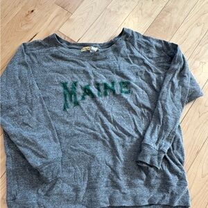 Gray Long Sleeve Maine Shirt with Green Lettering
